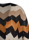 Modische Longstrickjacke mit buntem Zick-Zack-Muster /