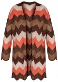 Modische Longstrickjacke mit buntem Zick-Zack-Muster /