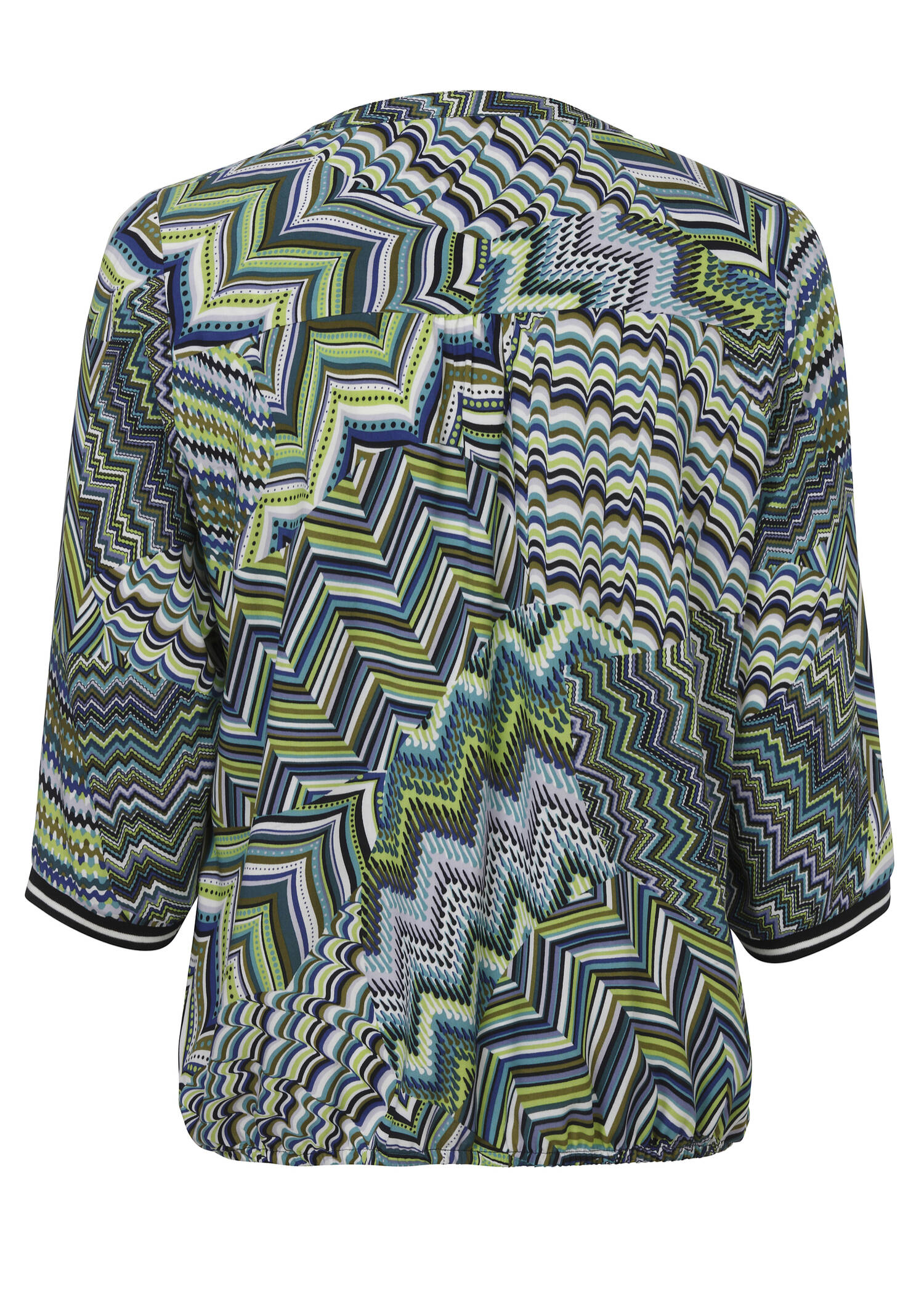 Extravagante Schlupfbluse mit buntem Zick-Zack-Muster /