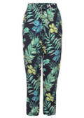 Extrovertierte Schlupfhose mit exotischem, floralem Muster / 