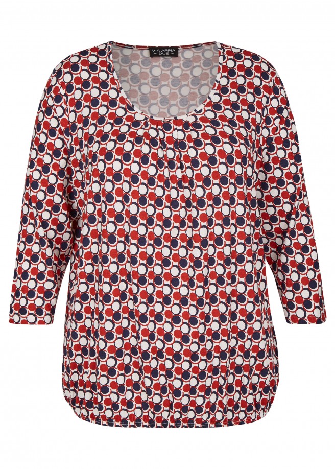 Trendiges Shirt mit Retro-Punktemuster ziegel multicolor Frontansicht