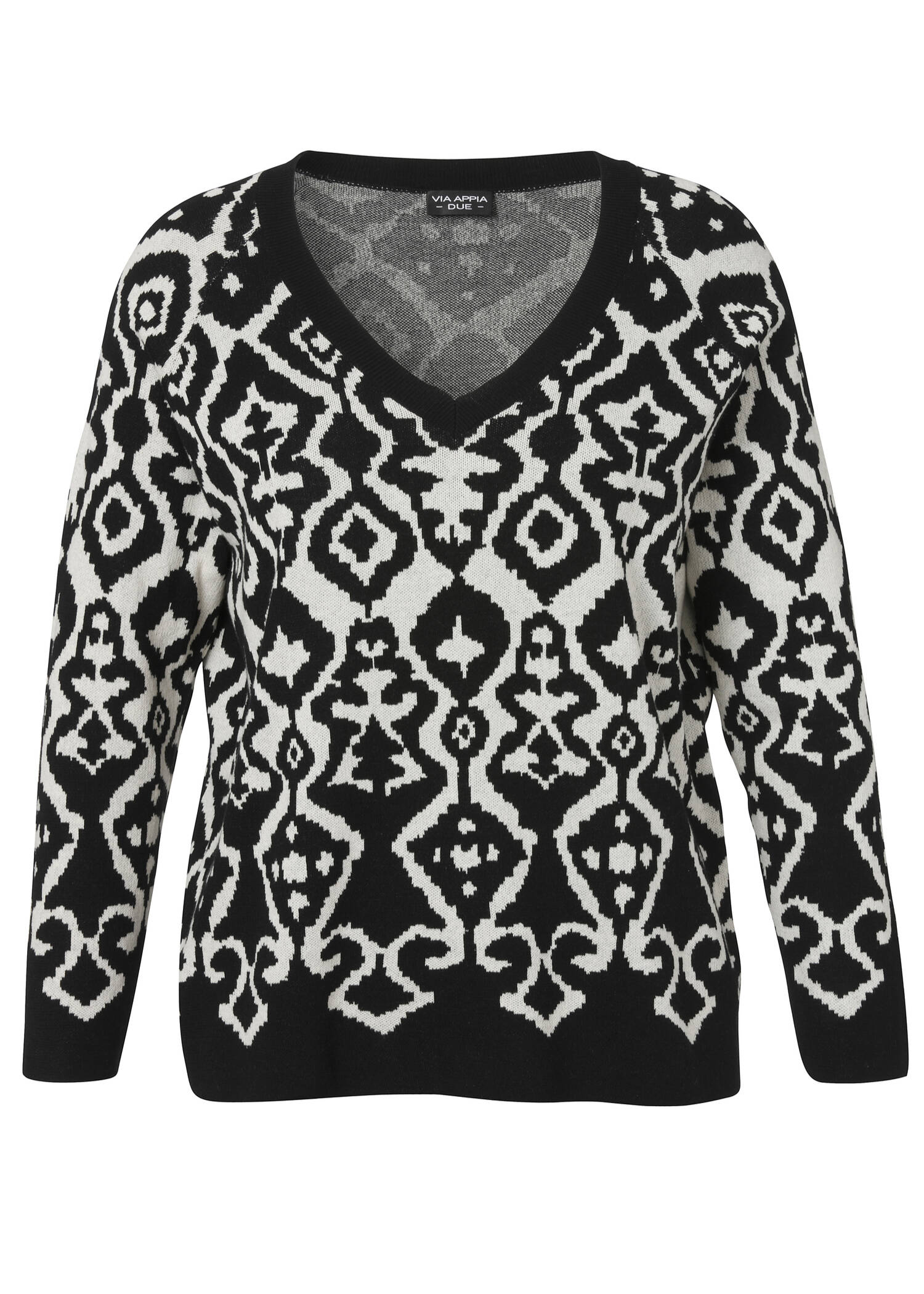 Extrovertierter Strickpullover mit zweifarbigem Muster /
