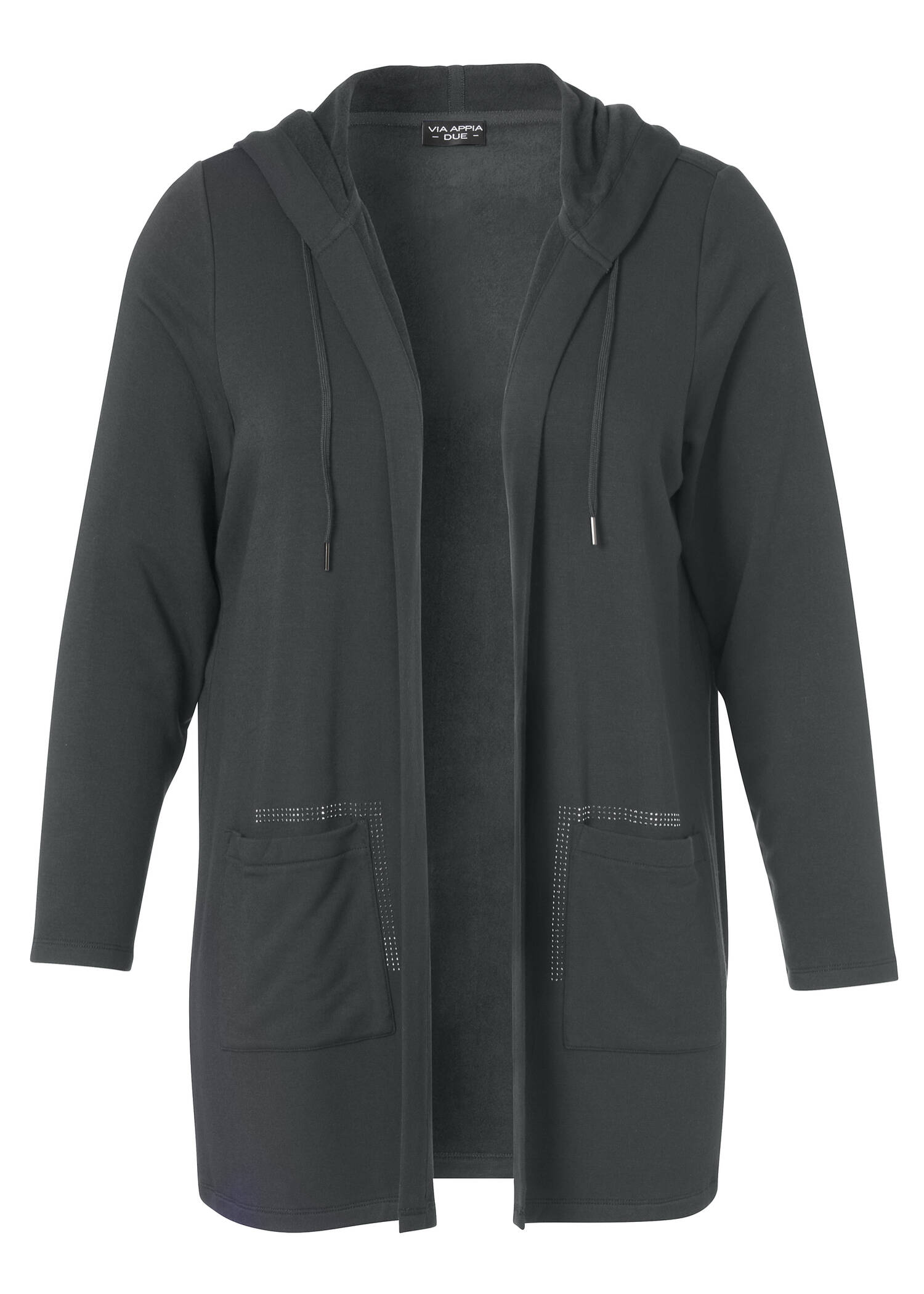 Sportive Kapuzensweatjacke mit Glitzersteinen /