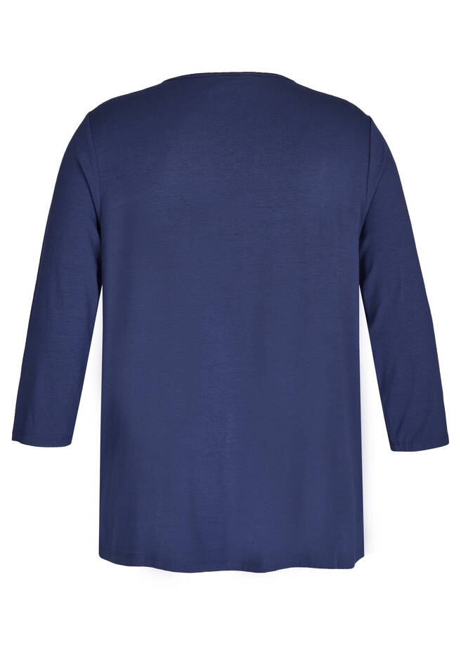Dezentes Rundhalsshirt mit schimmernden Glitzersteinen / 