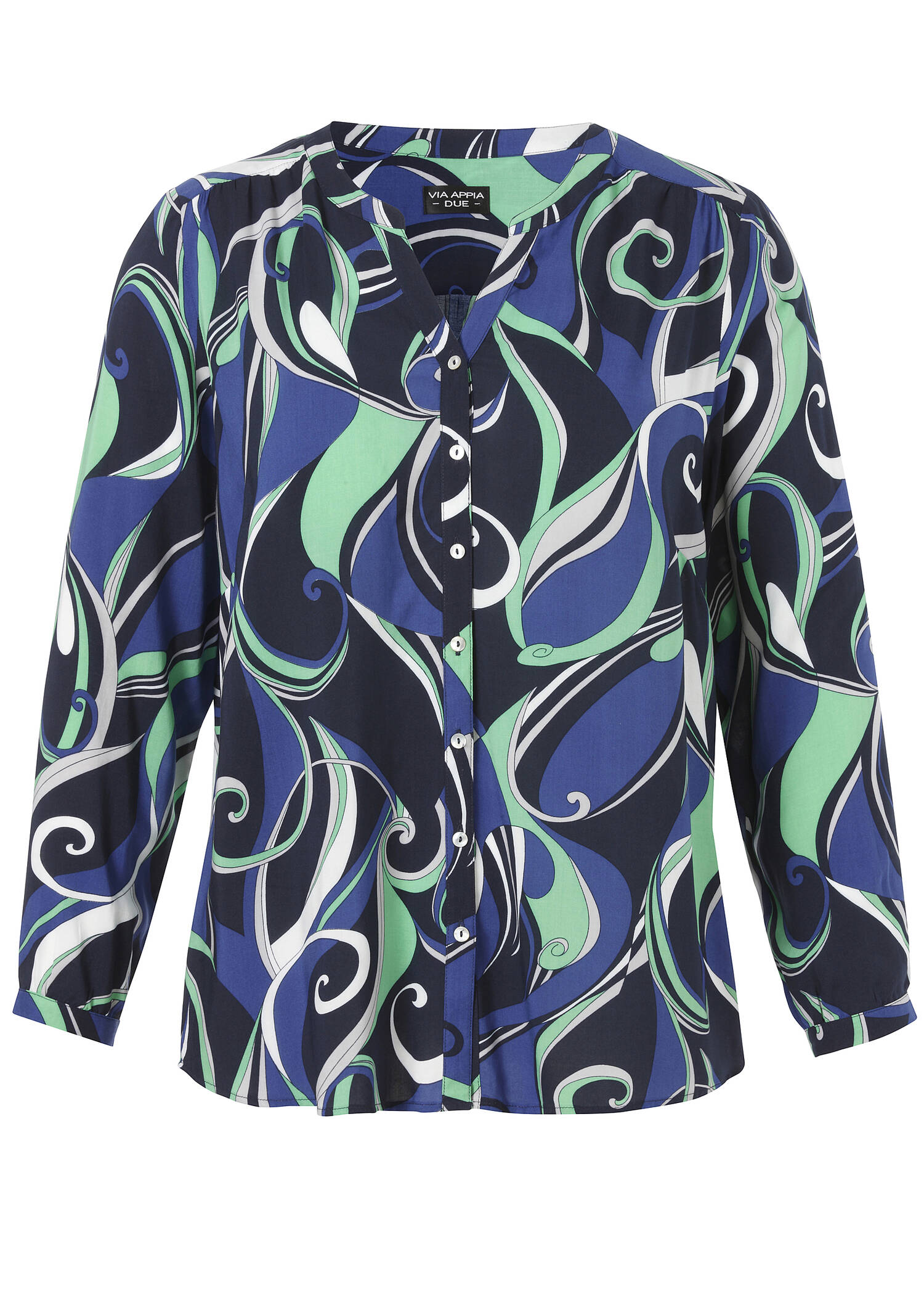 Modische Langarmbluse mit Alloverdruck / 