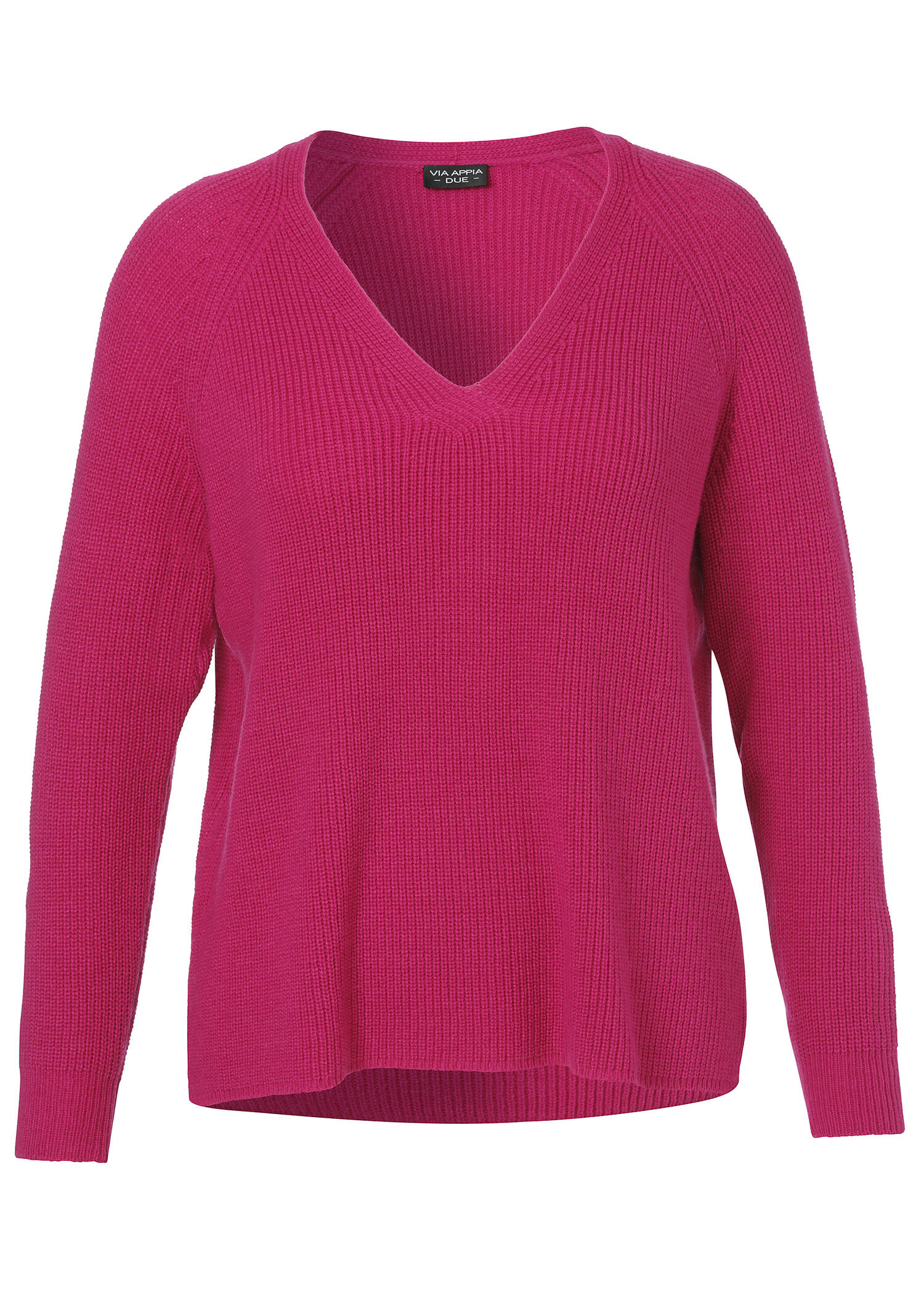 Schlichter V-Ausschnitt-Pullover in unifarbenem Stoff /