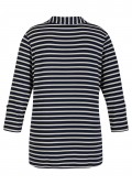3/4-Arm Ringel-Shirt mit offenem V und Polo-Kragen /