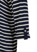 3/4-Arm Ringel-Shirt mit offenem V und Polo-Kragen /