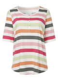 Modisches T-Shirt mit geringeltem, buntem Allover-Muster / 