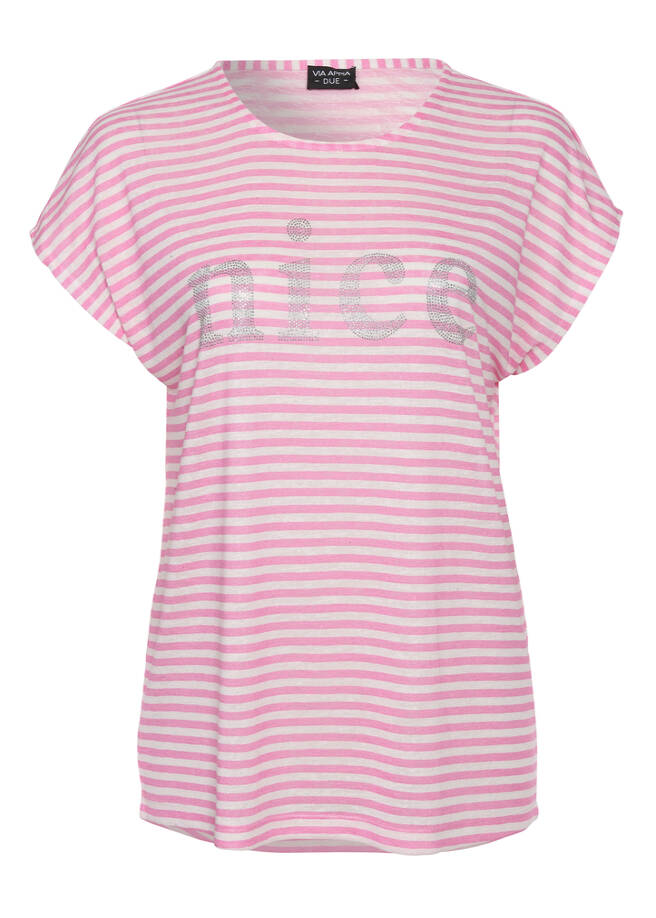 Via appia due V-hals shirt roze-zwart volledige print casual uitstraling Mode Shirts V-hals shirts 
