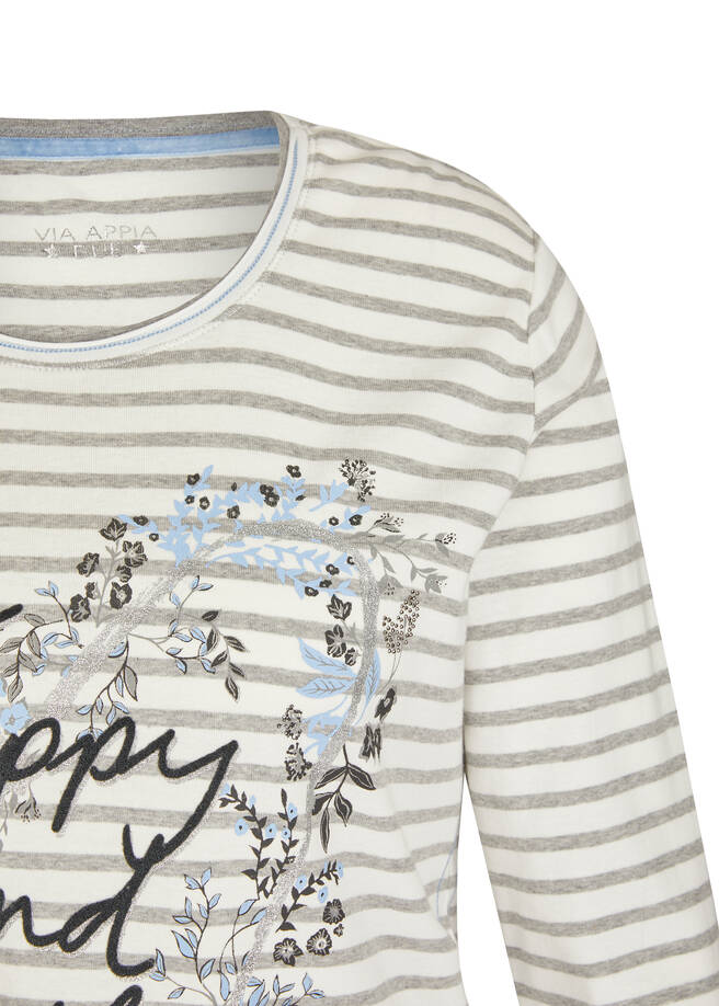 Feminines 3/4-Arm-Shirt mit Glitzerdetails / 