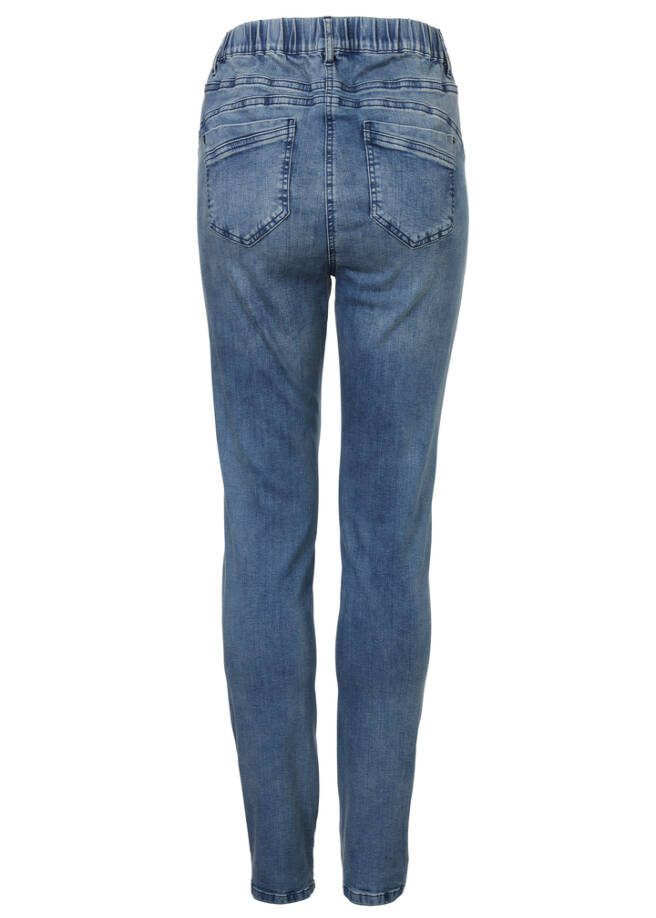 Zeitlose 5-Pocket-Jeans mit unifarbenem Stoff / 