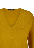 Legerer Pulli aus reiner Baumwolle mit V-Ausschnitt /