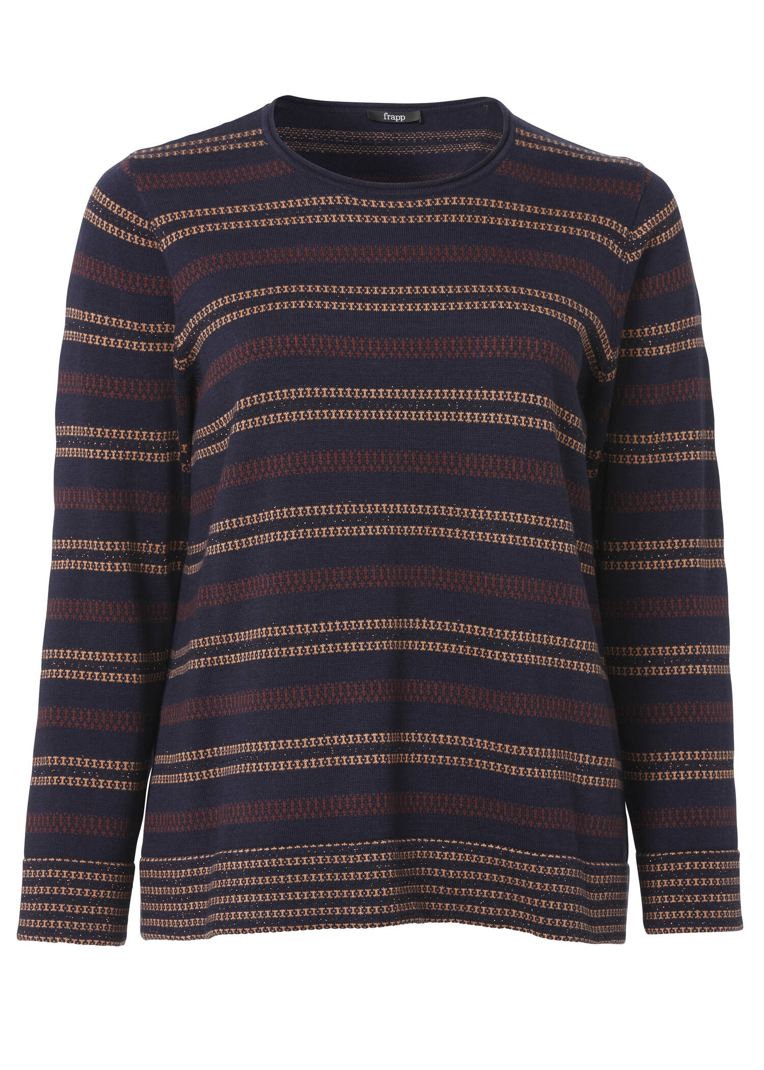 Klassischer Streifenpullover mit Metallgarn /