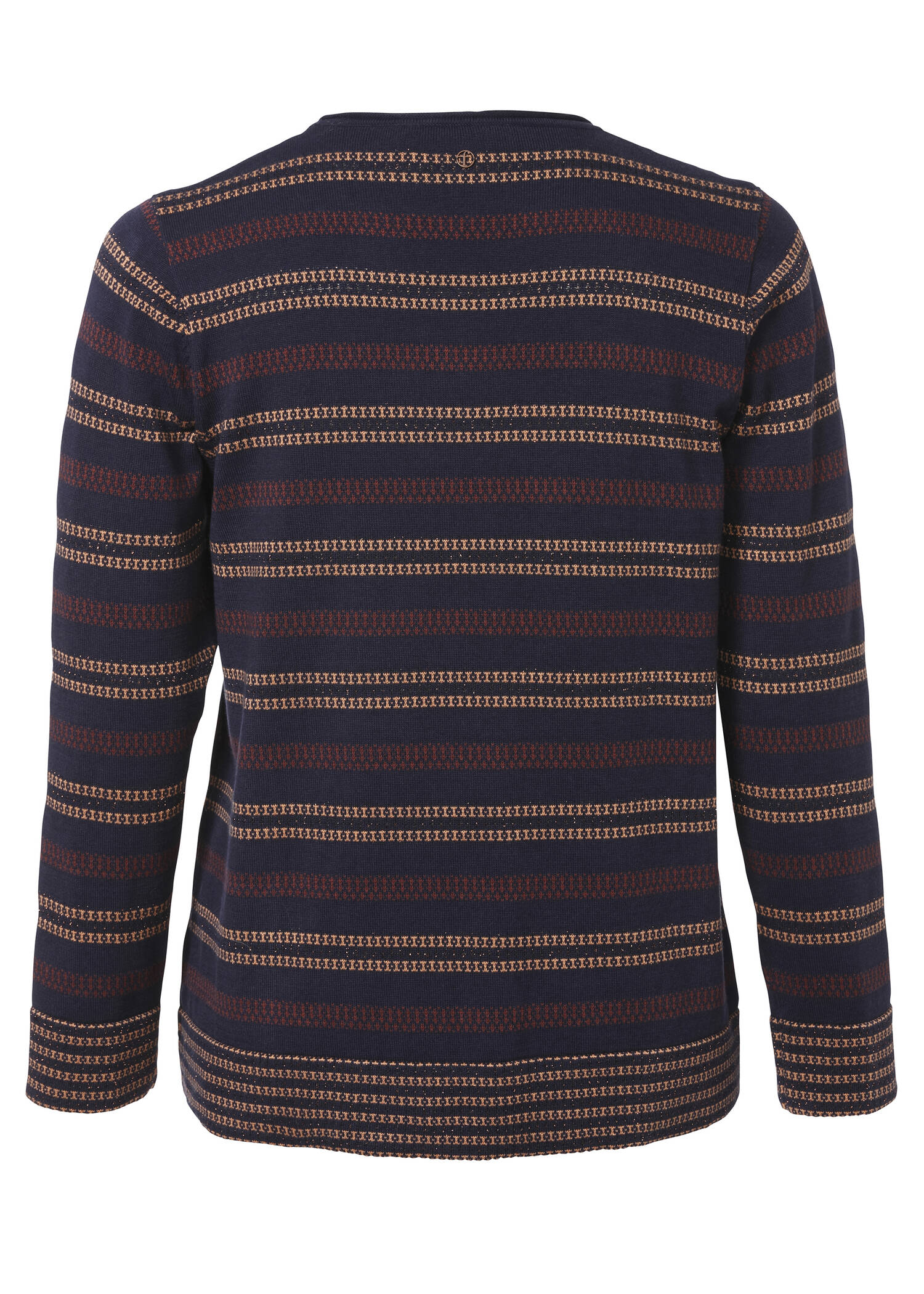 Klassischer Streifenpullover mit Metallgarn /