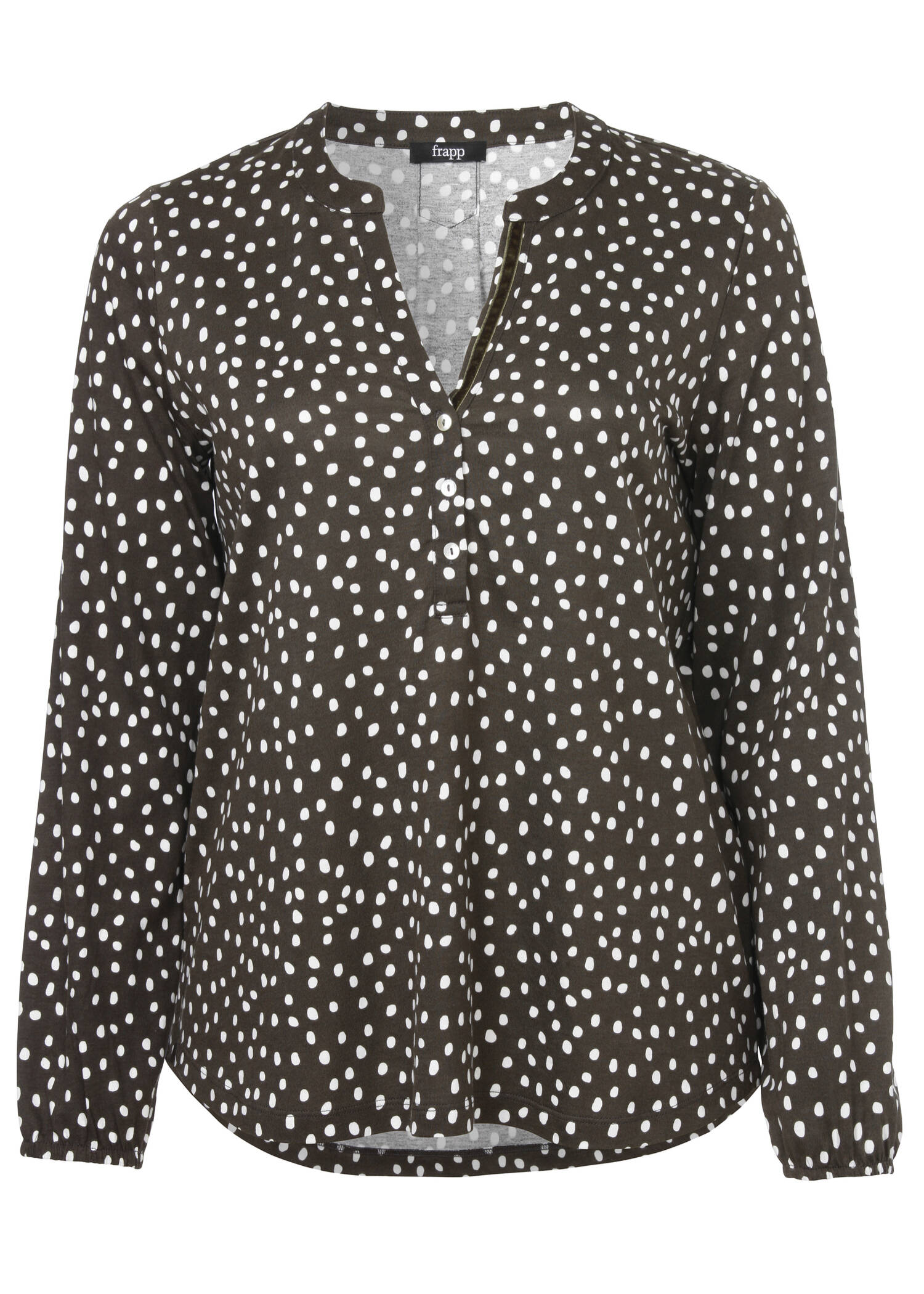 Feminine Langarmbluse mit gepunktetem Allover-Muster /