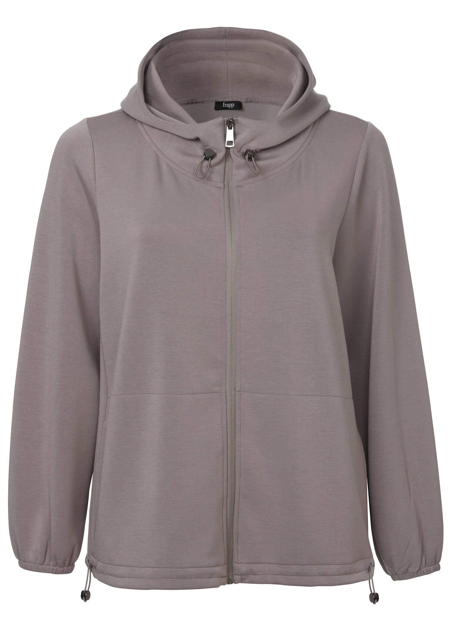 Dezente Kapuzensweatjacke mit Ziernaht /