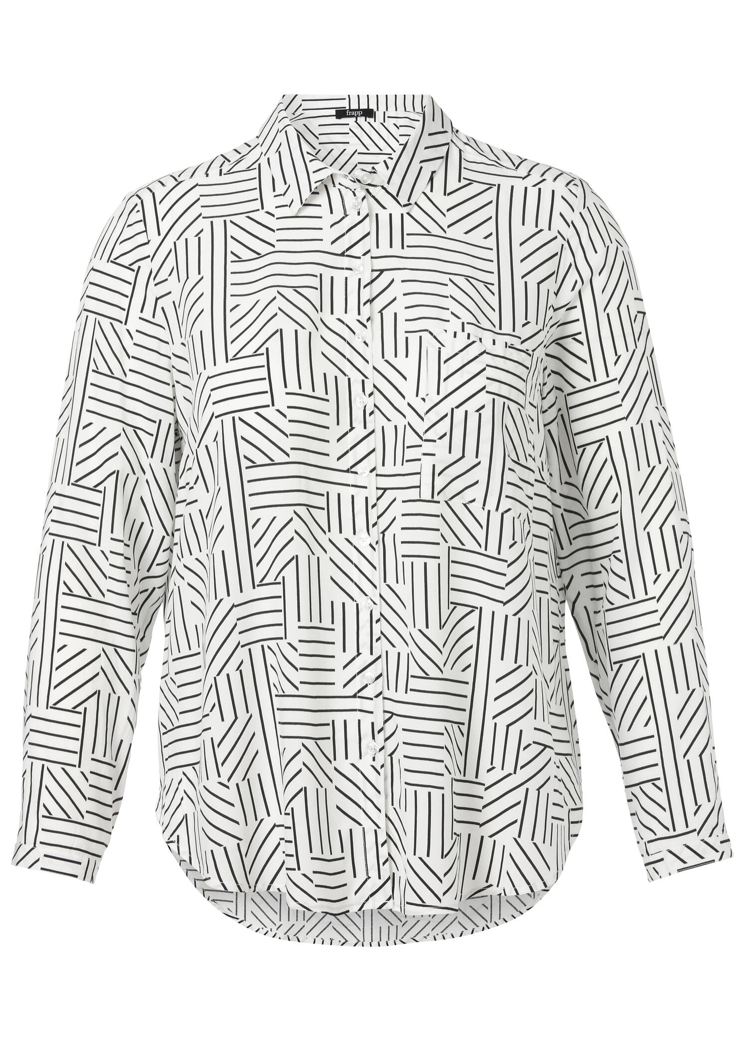Extravagante Langarmbluse mit grafischem Allover-Muster /