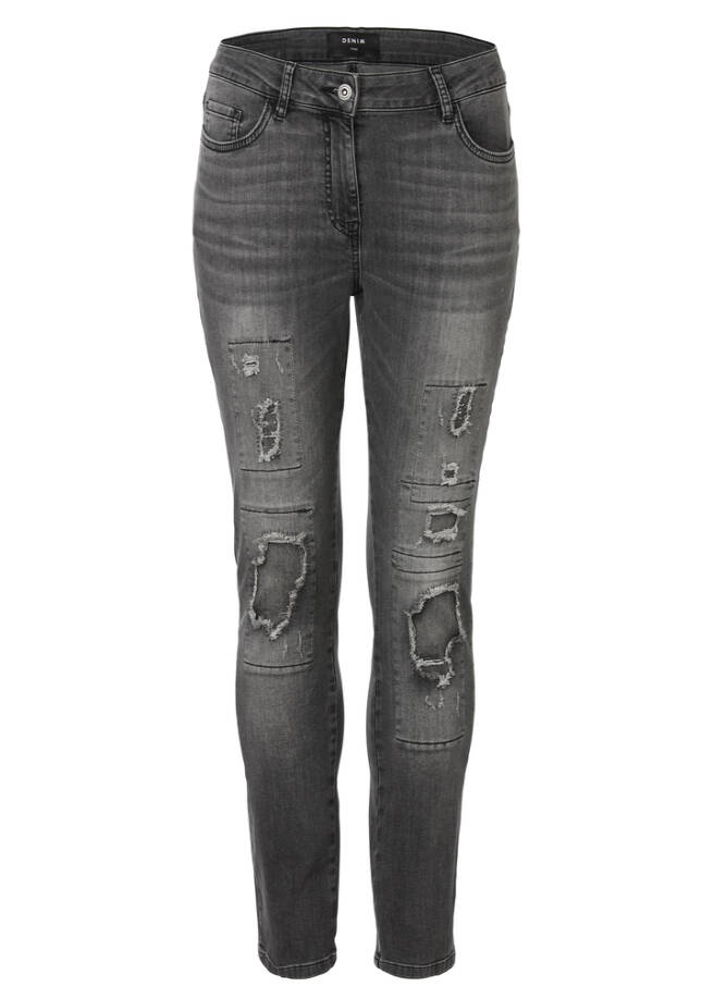 Modische 5-Pocket-Jeans mit unifarbenem Stoff / 