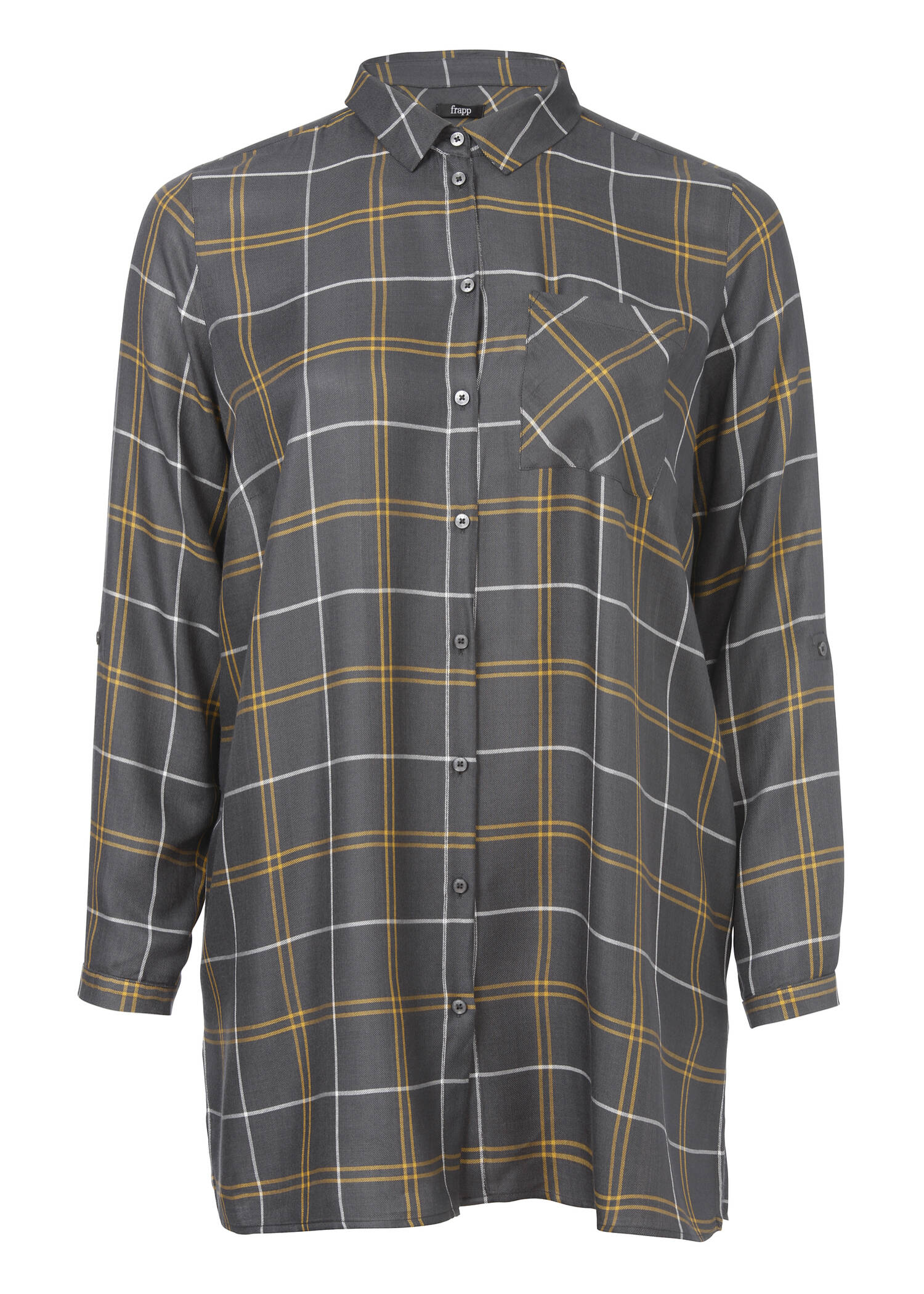 Modische Longbluse mit kariertem Allover-Muster /