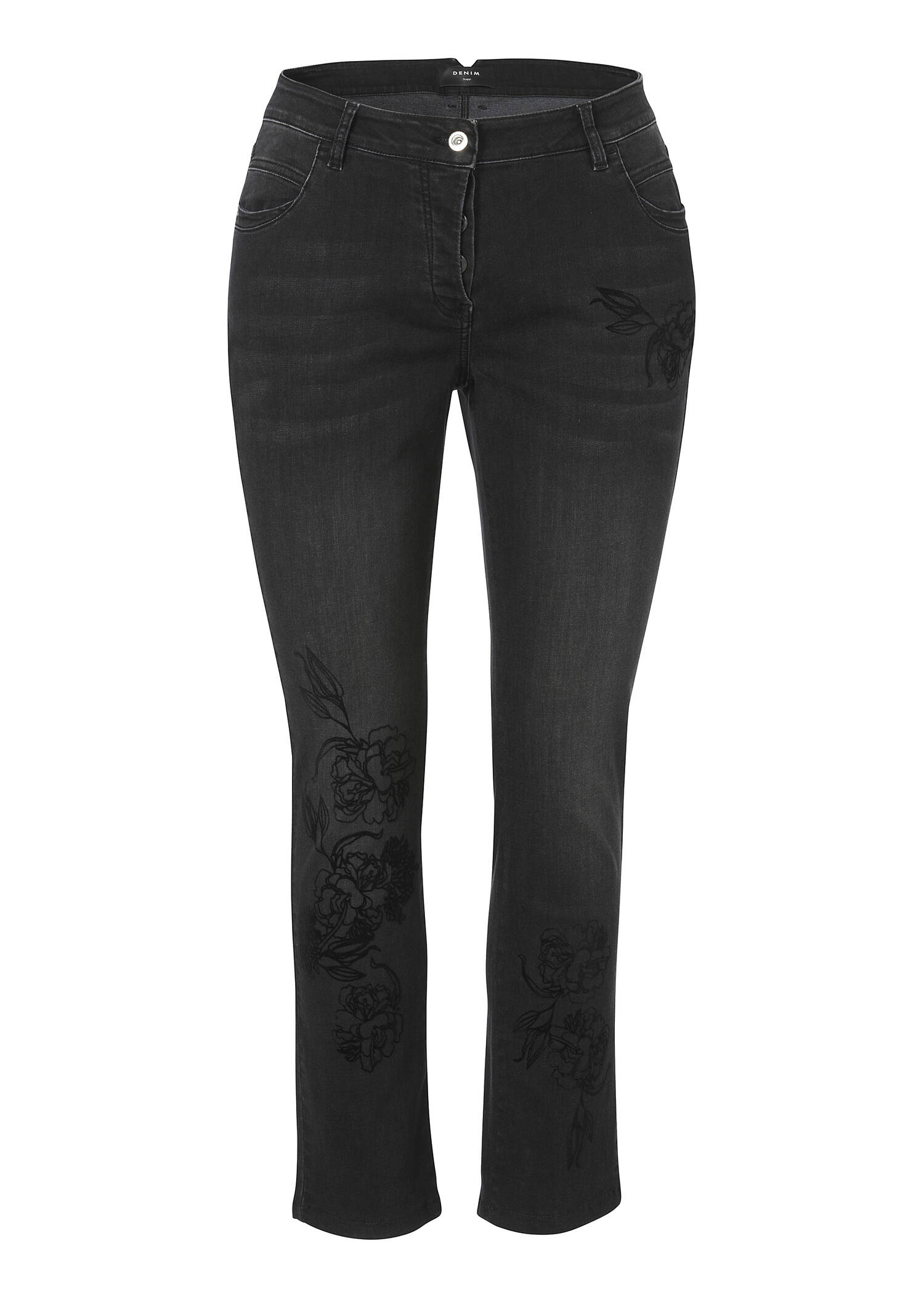 Moderne 5-Pocket-Jeans mit Allovermuster / 