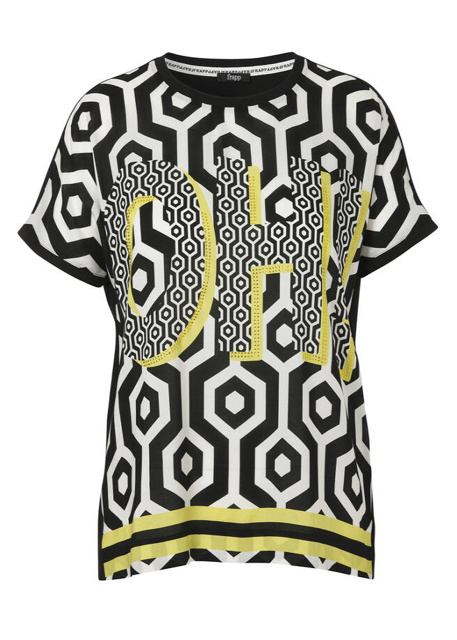 Trendy Shirt-Bluse mit geschmücktem Front-Print / 