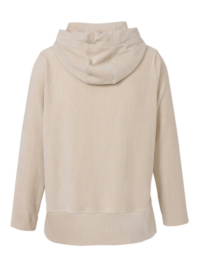 Samtiges Cord Kapuzen Sweatshirt mit Kängurutasche / 