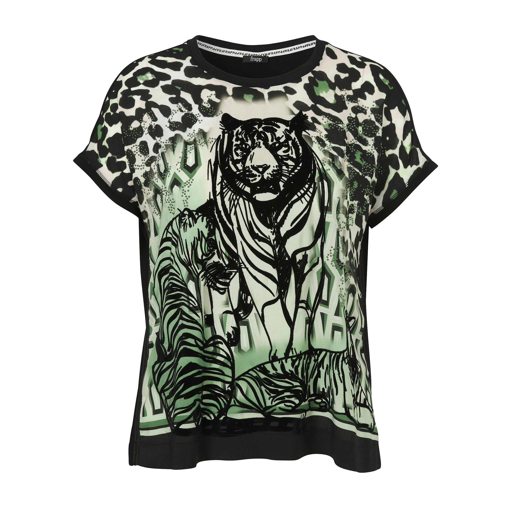 Animal-Print Blusenshirt mit schwarzem Rücken