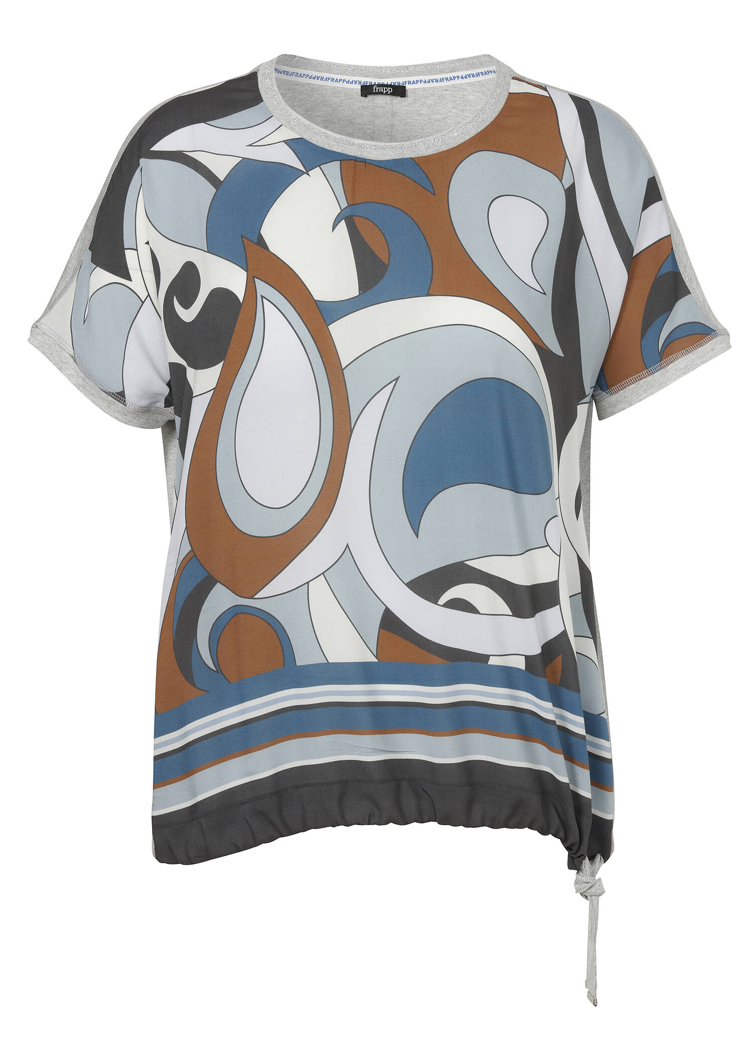 Print Blusenshirt mit grauem Rückteil /