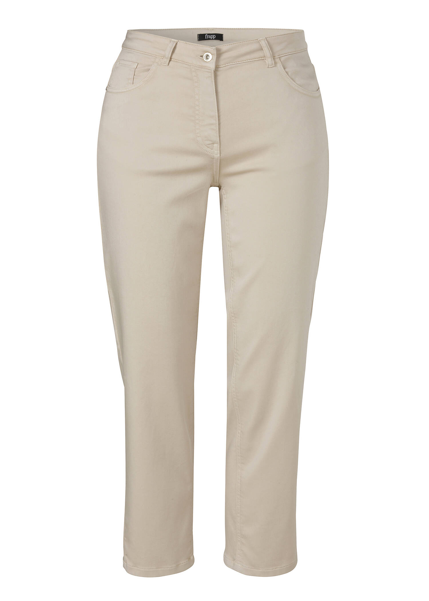 Sandfarbene 5-Pocket Hose, knöchellang mit schmalem Bein /