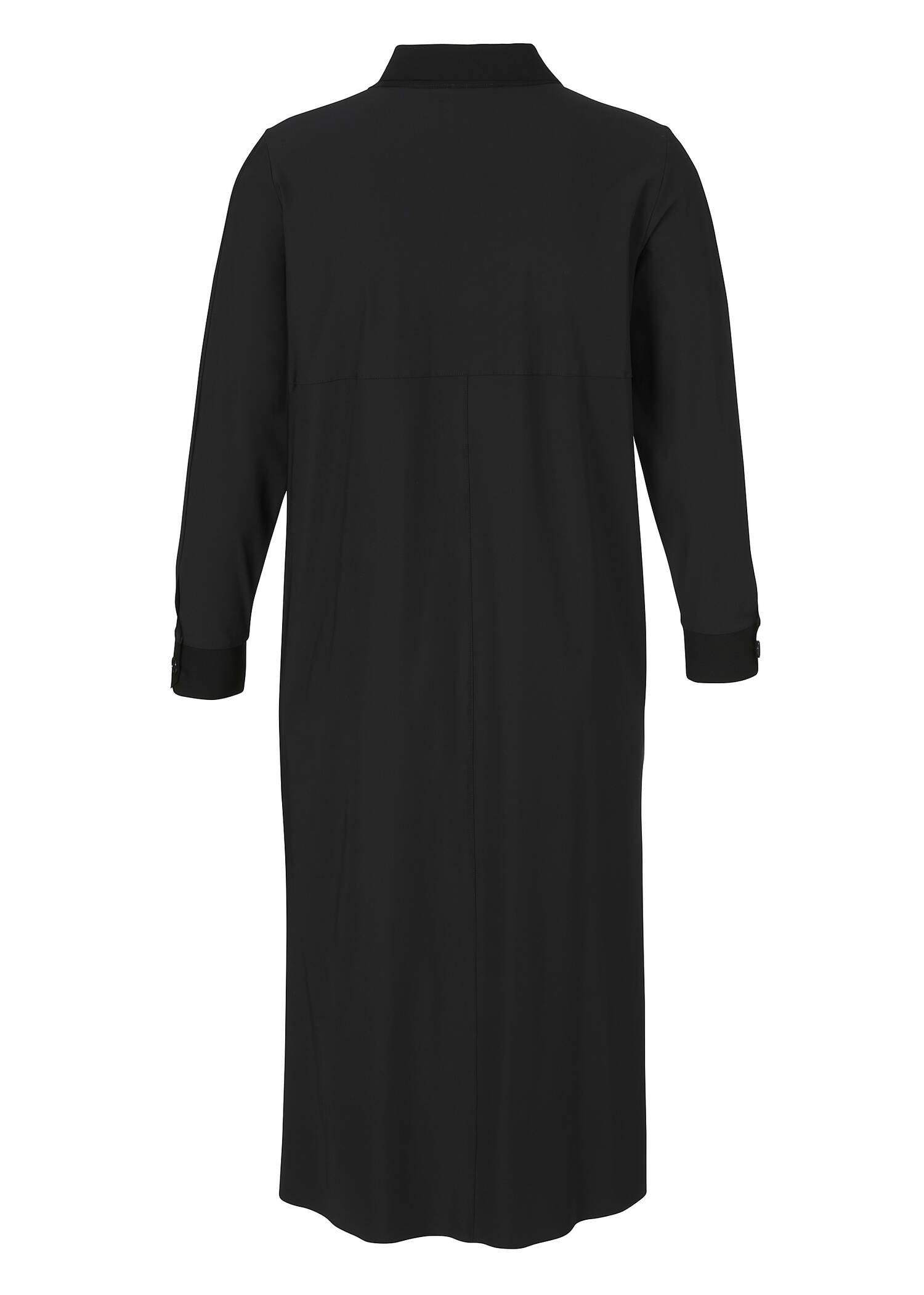 Schwarzes Hemdblusen-Kleid mit Taschen /