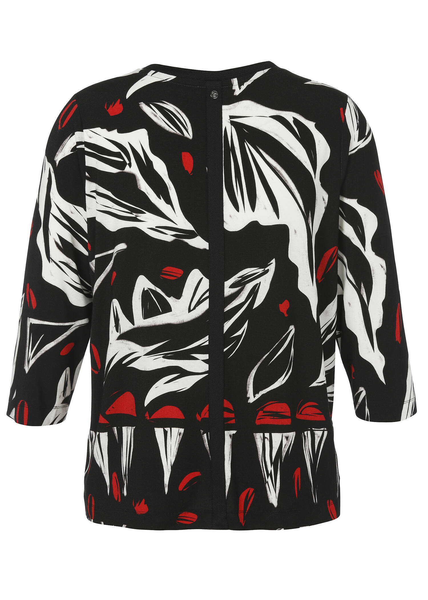 3/4-Arm Print-Shirt mit geschmückter Front /