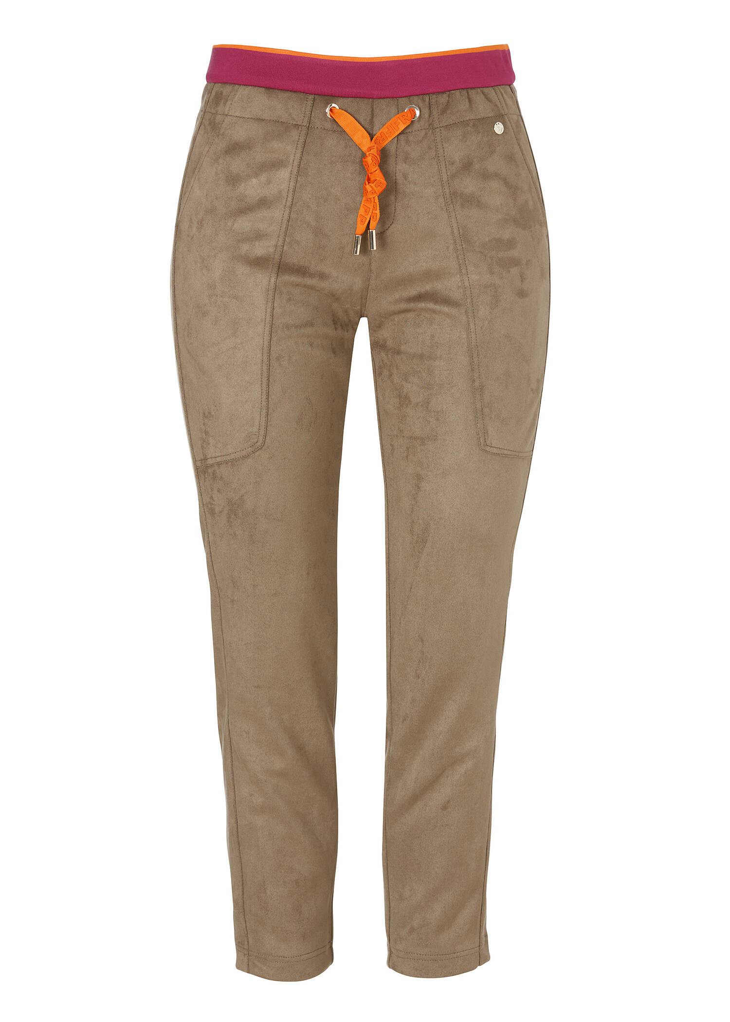 Modern Jogg-Pants aus veganem Veloursleder /
