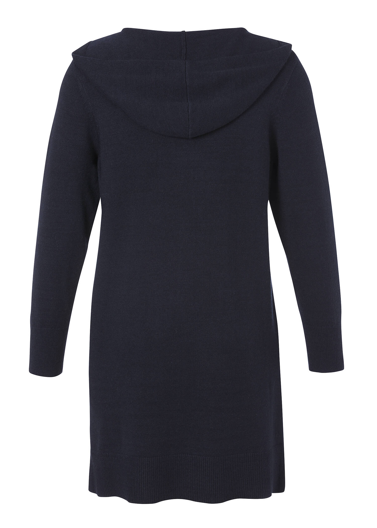 Kurzer Strickmantel / Long-Cardigan mit Kapuze /