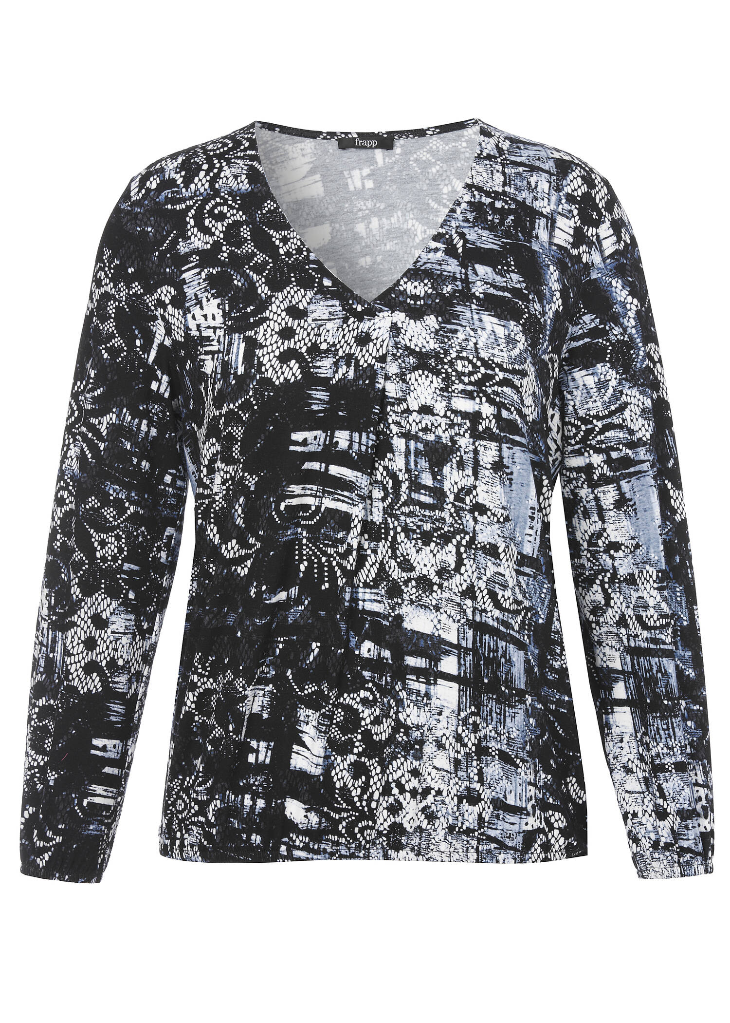 Allover Print Shirt mit V-Ausschnitt /