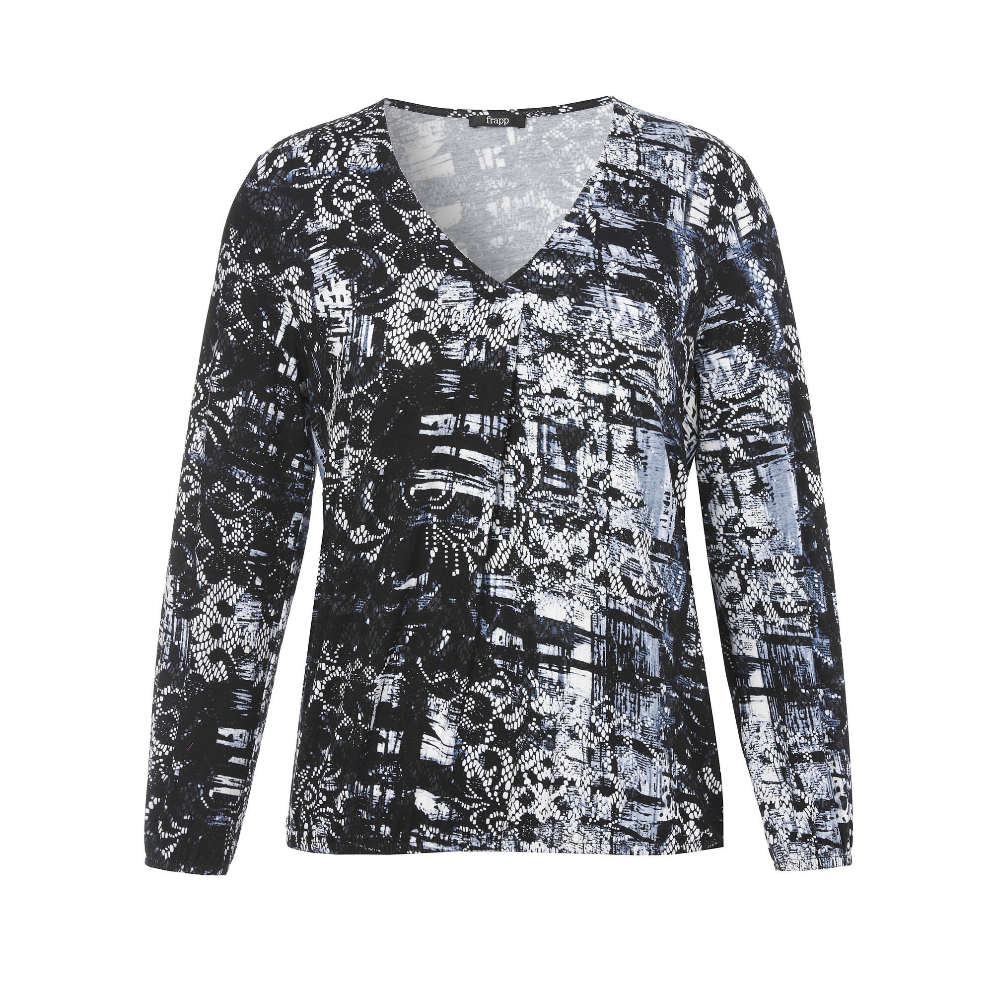 Allover Print Shirt mit V-Ausschnitt