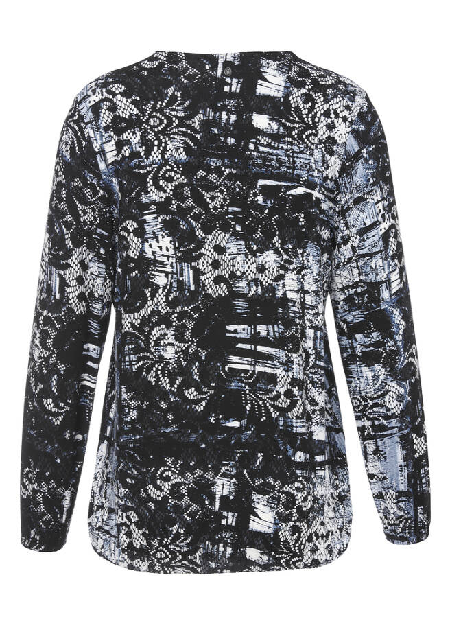 Allover Print Shirt mit V-Ausschnitt / 