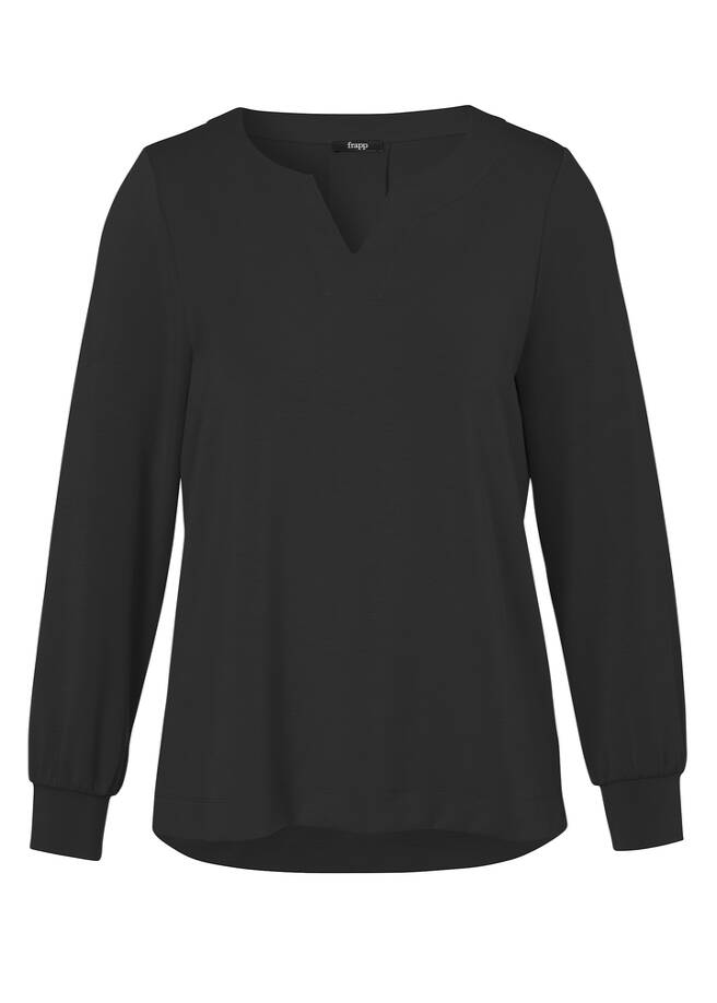 Schwarzes Sweatshirt mit V-Ausschnitt / 