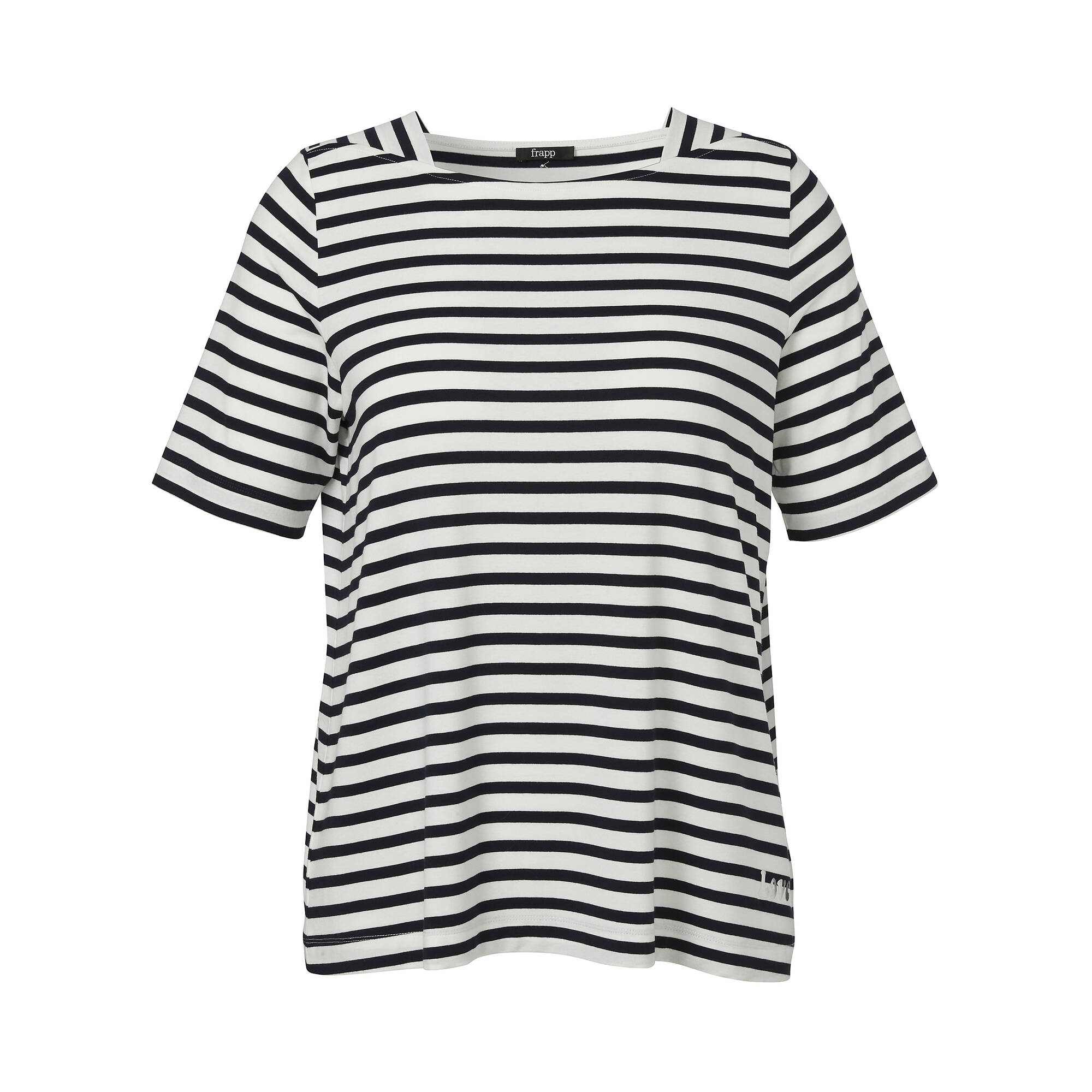 Ringel Shirt aus Viskose-Jersey mit U-Boot-Ausschnitt