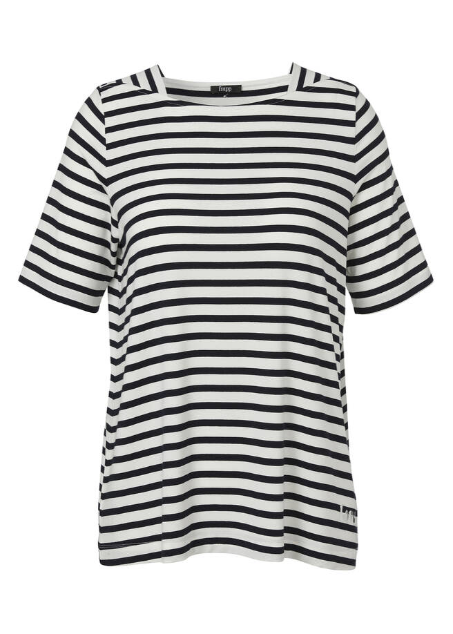 Ringel Shirt aus Viskose-Jersey mit U-Boot-Ausschnitt / 