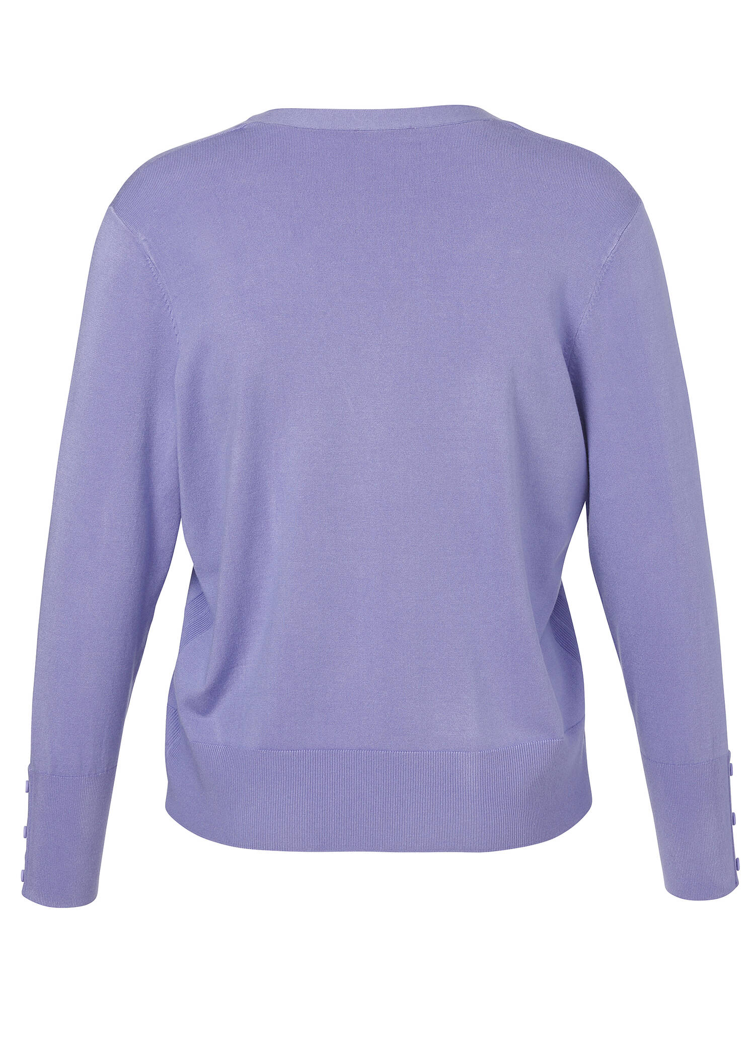 Einfarbige Feinstrickjacke mit breiten Rippbündchen /