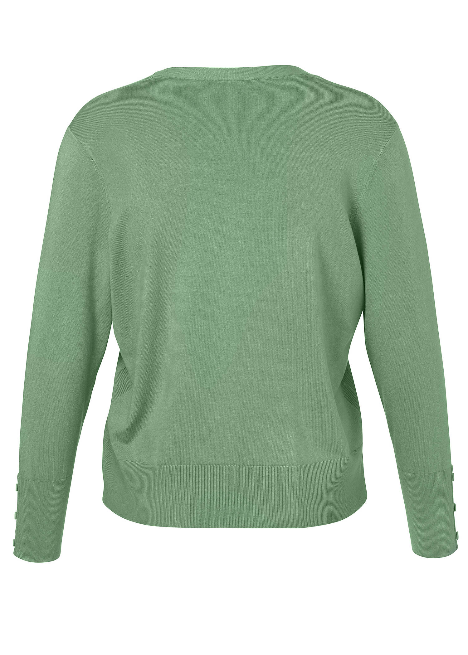 Einfarbige Feinstrickjacke mit breiten Rippbündchen /