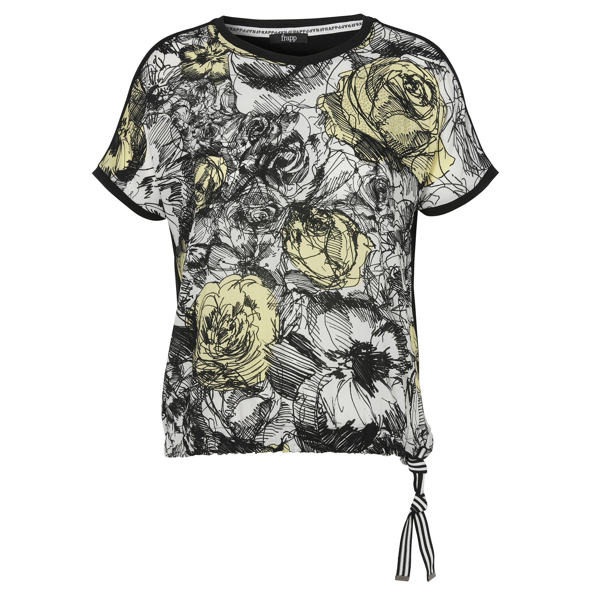 Print Blusenshirt mit schwarzem Jerseyrücken