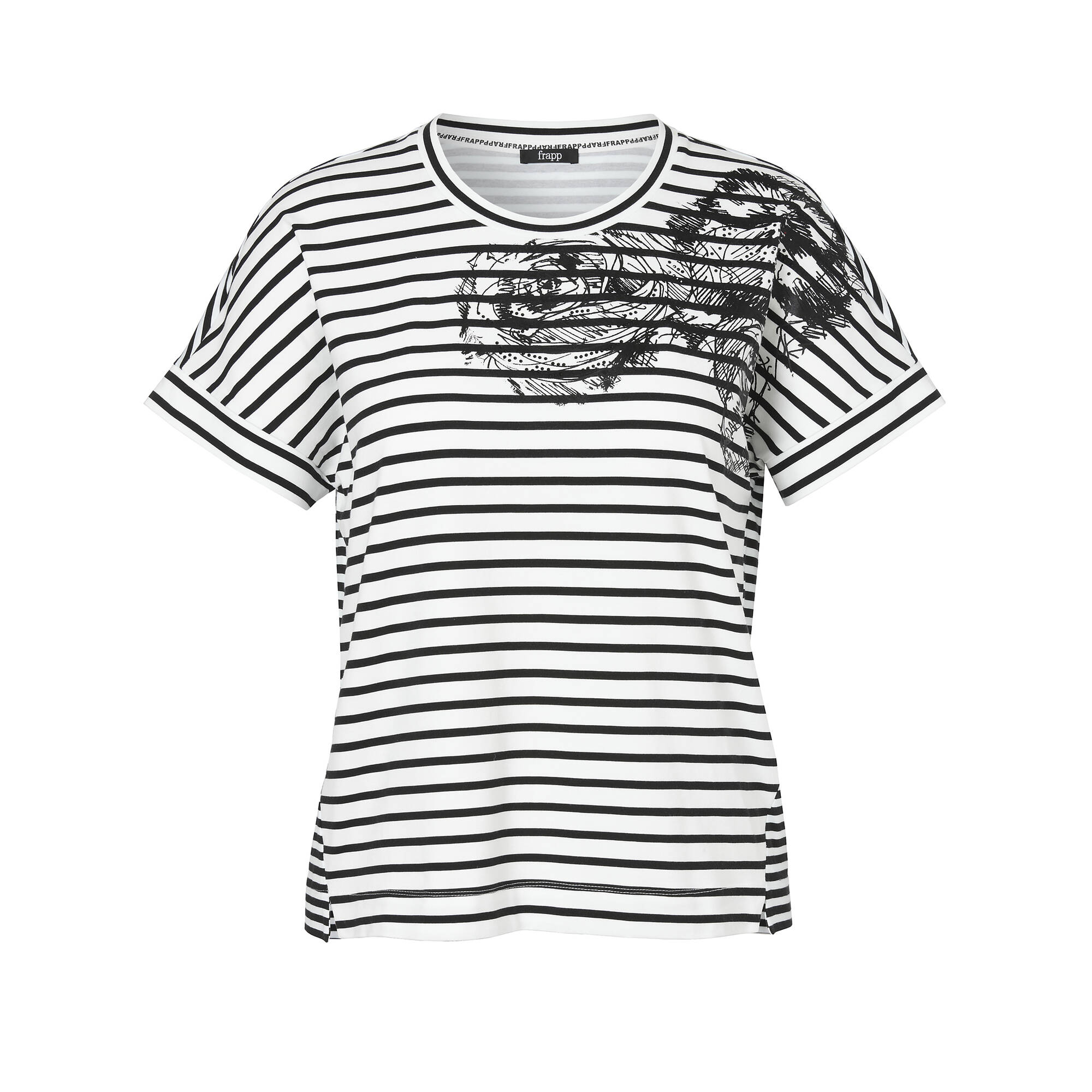 Ringel T-Shirt mit überschnittenen Schultern
