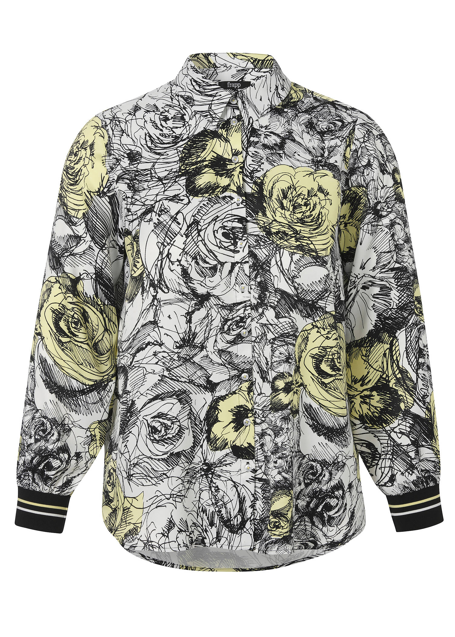 Viskosebluse mit Rippbündchen am Ärmel /