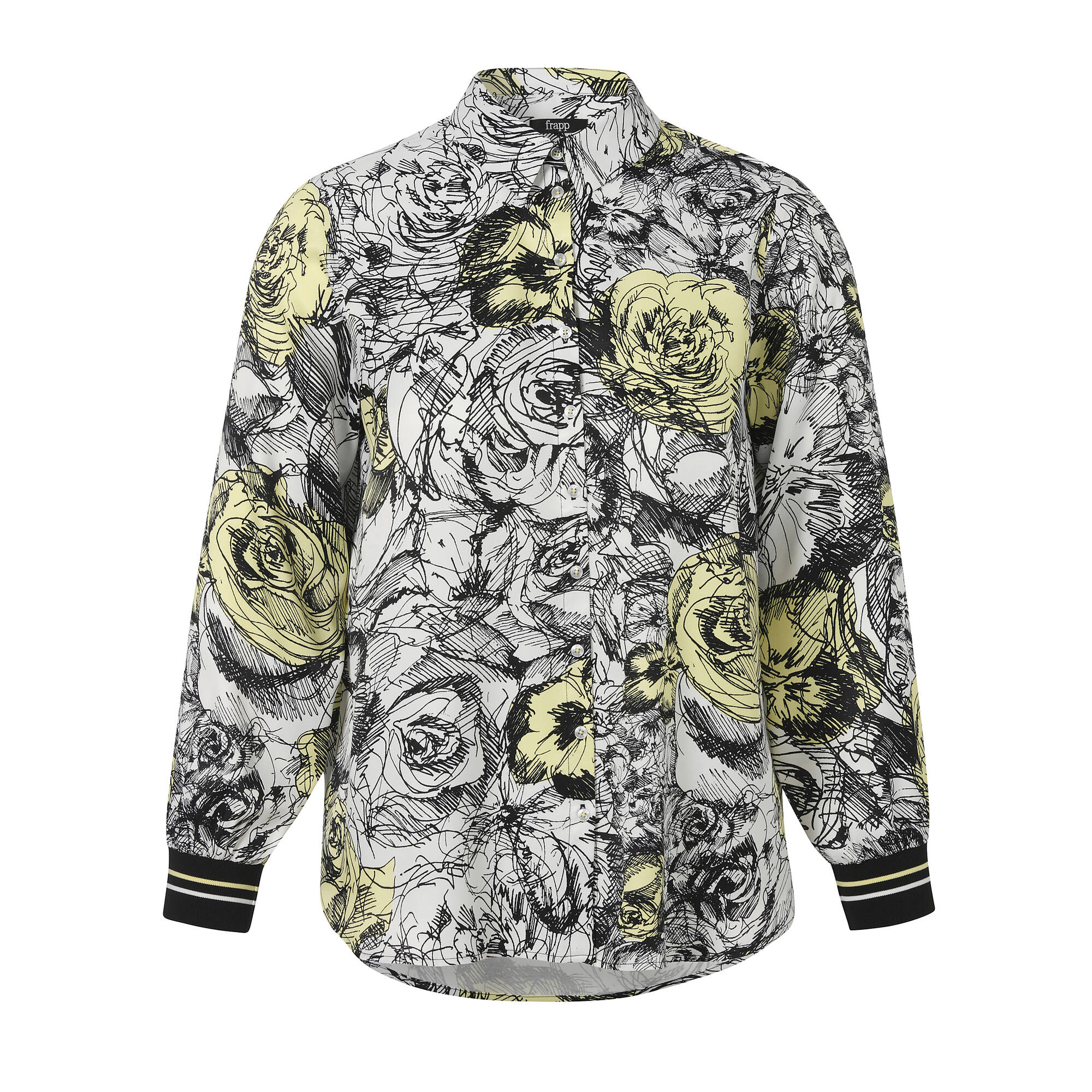 Viskosebluse mit Rippbündchen am Ärmel