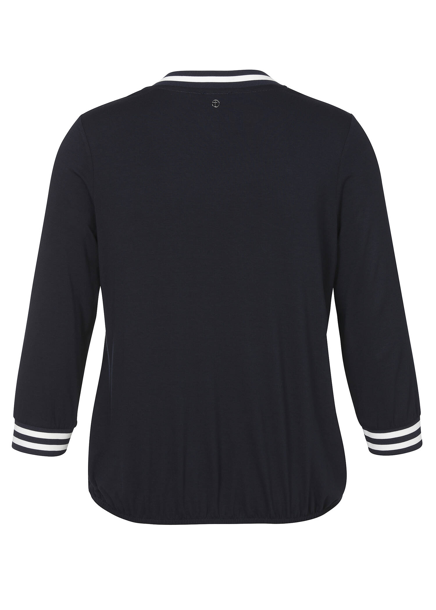 3/4-Arm Blusenshirt mit seidiger Front und Gummizugbund /