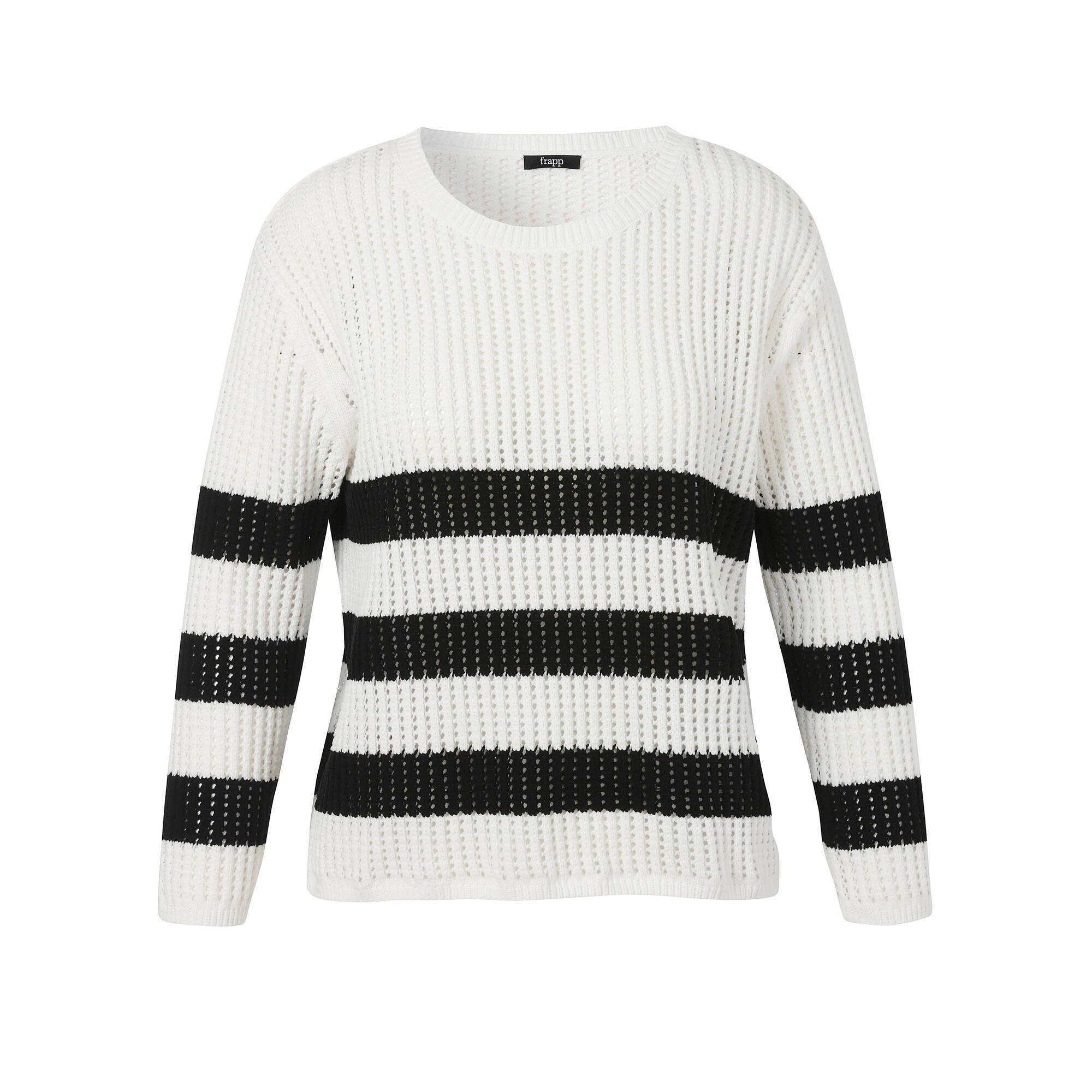 Leichter Black & White Pullover mit Lochmuster
