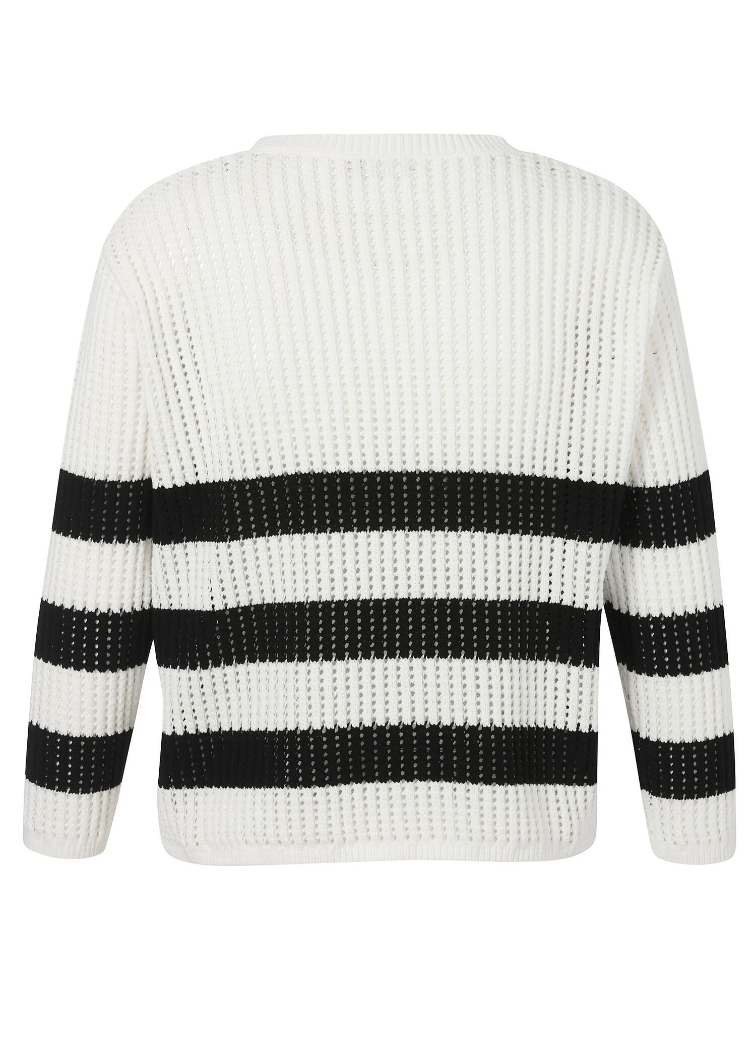 Leichter Black & White Pullover mit Lochmuster /