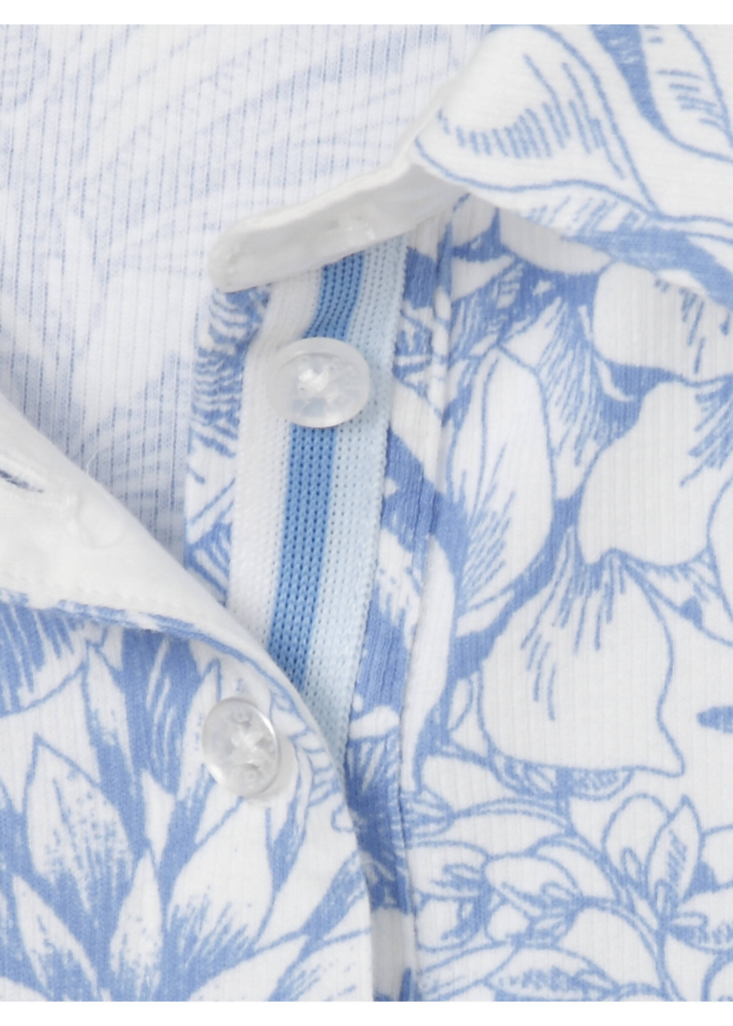 Edles 3/4-Arm Polo-Shirt mit gezeichnetem Tropenmuster /